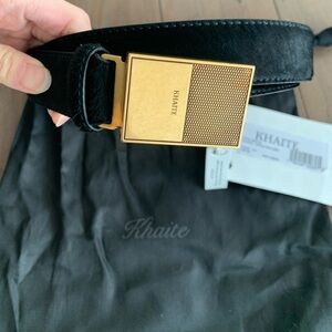 Khaite Elio belt antique gold black ponyhair 85 NWT